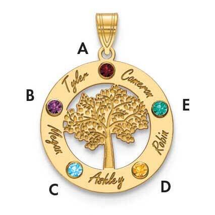 5 Name Cutout Circle Charm with Birthstones 14k Gold XNA882/5Y, MPN: XNA882/5Y,