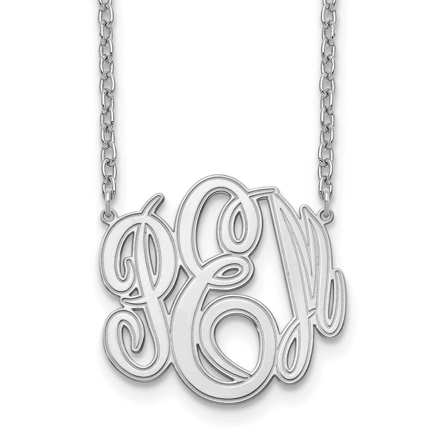 Etched Monogram Necklace 14k White Gold XNA889W