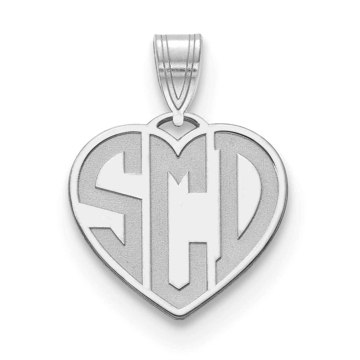 Etched Heart Monogram Charm Sterling Silver Rhodium-plated XNA894SS