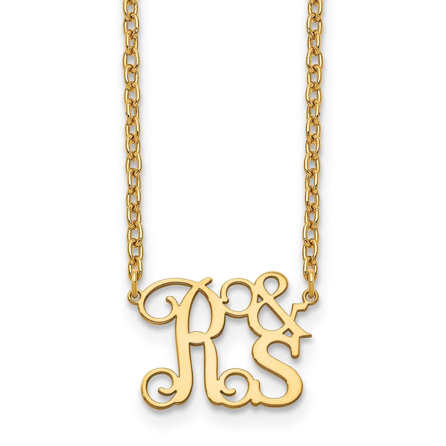 Stacked Initial &amp; Initial Necklace 14k Gold XNA901Y