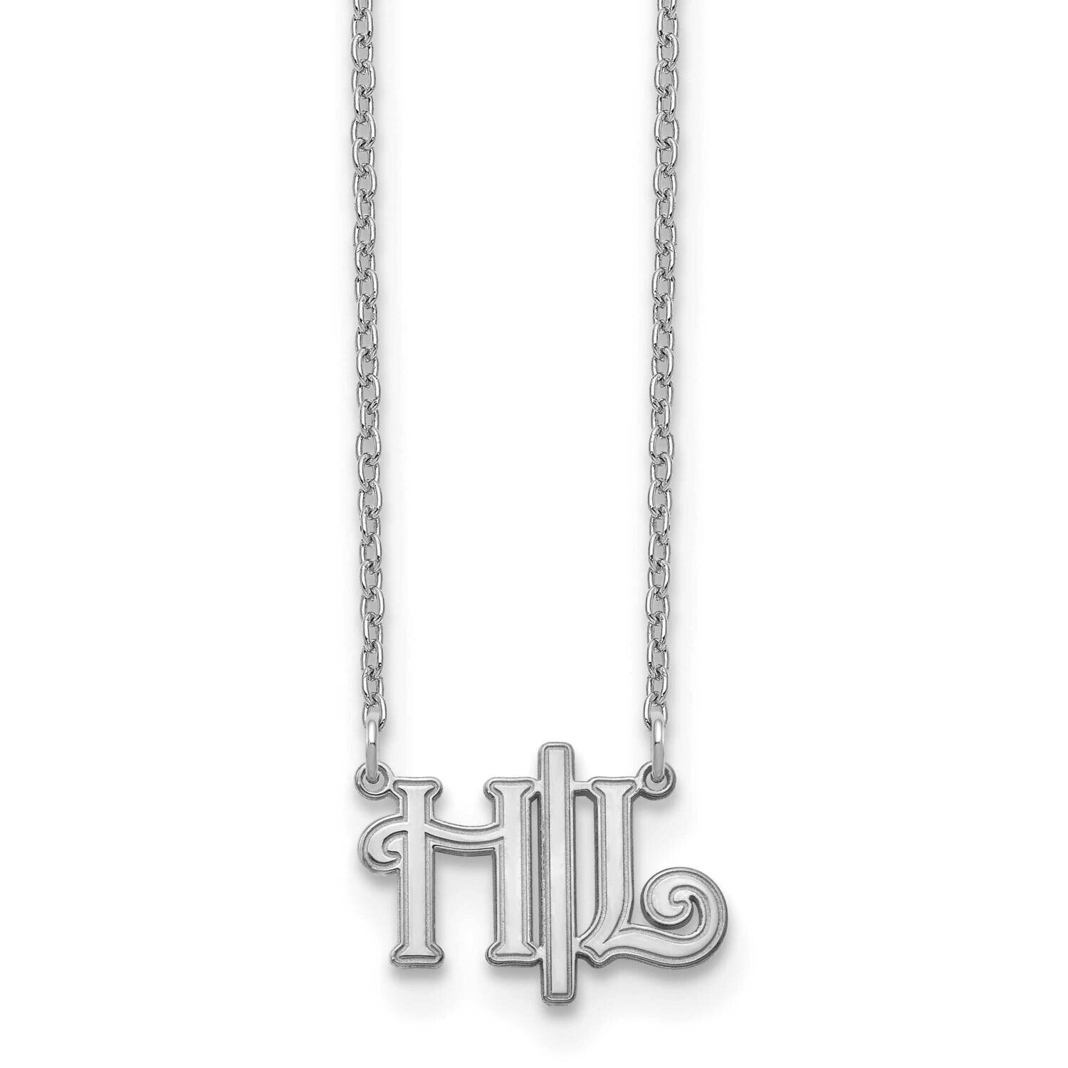 Horizontal Script Initials Necklace Sterling Silver Rhodium-plated XNA903SS