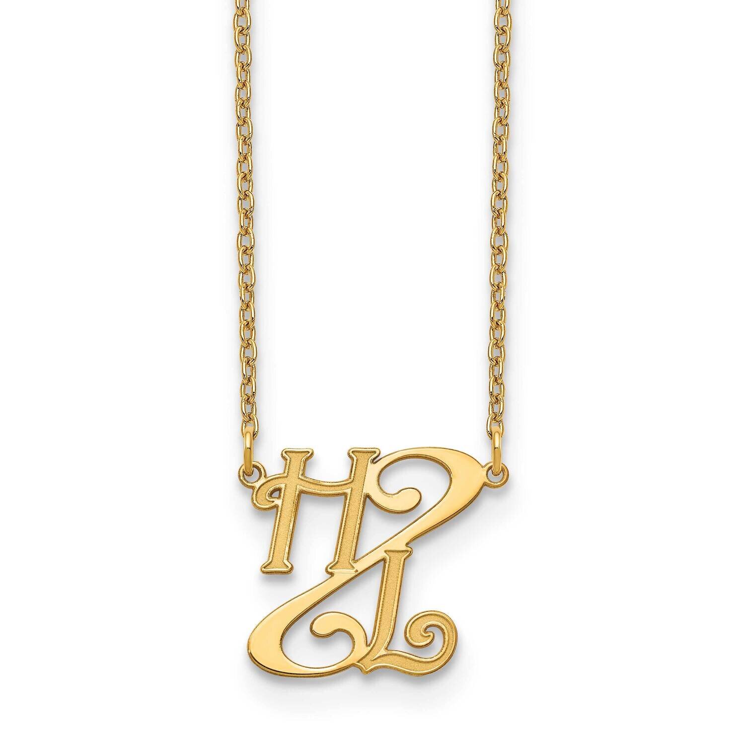 Diagonal Script Initials Necklace 14k Gold XNA905Y