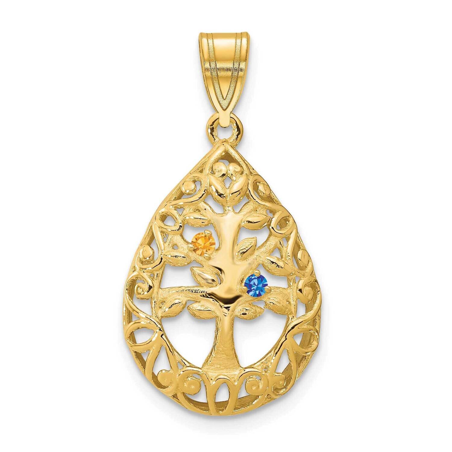 2 Birthstone (1.5mm) Tree of Life Tear Drop Pendant 14k Gold XNA908/2Y, MPN: XNA908/2Y,