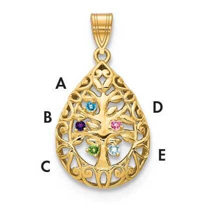 5 Birthstone (1.5mm) Tree of Life Tear Drop Pendant 14k Gold XNA908/5Y, MPN: XNA908/5Y,