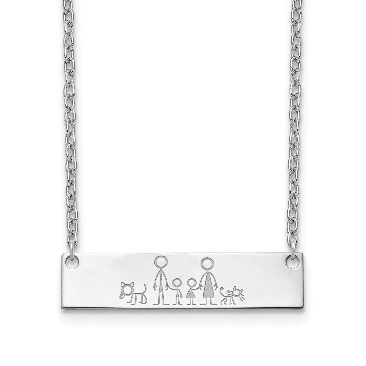 Family Stick People Medium Bar Necklace Sterling Silver Rhodium-plated XNA911SS, MPN: XNA911SS,