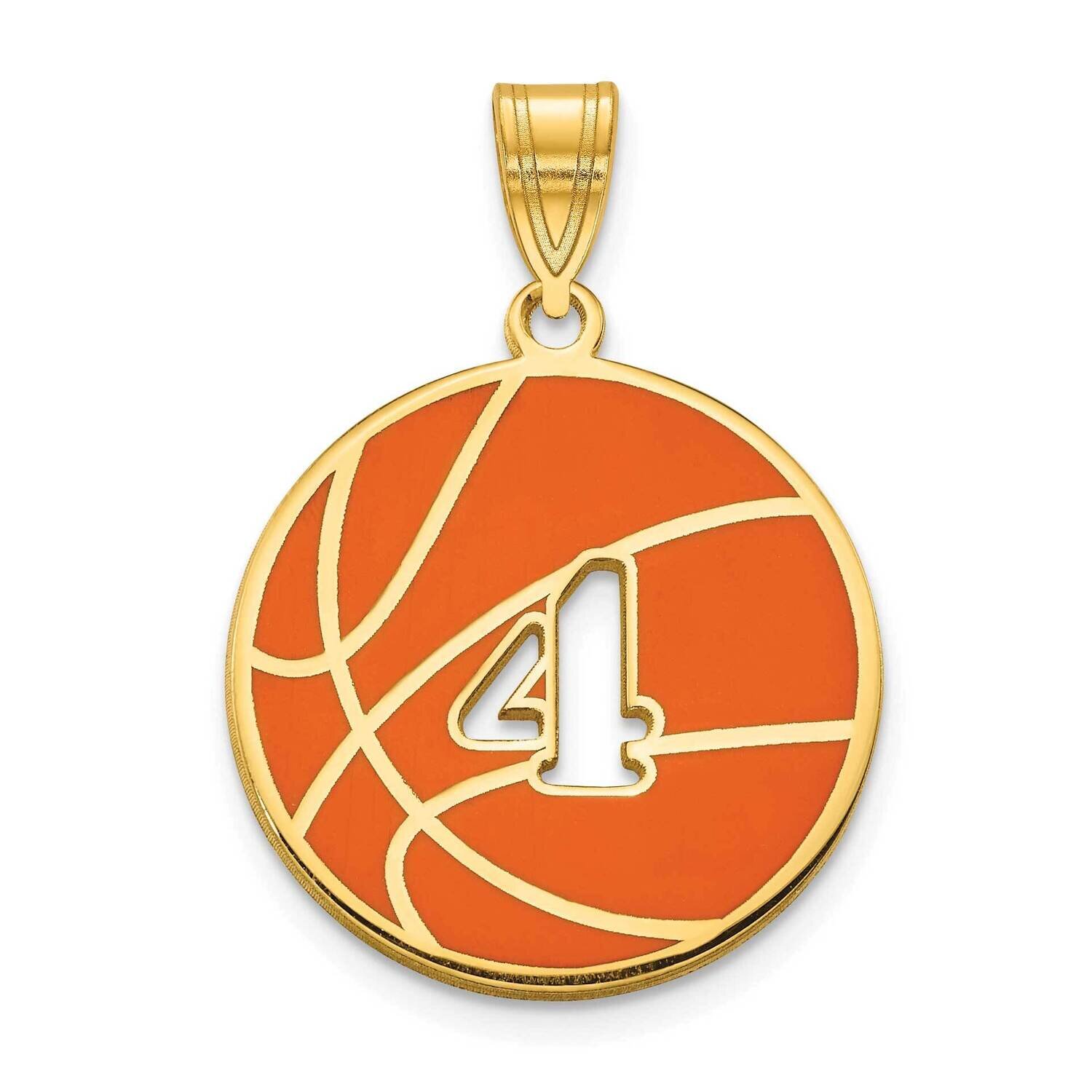 BasketBall Charm with Number 14k Gold Epoxied XNA927Y