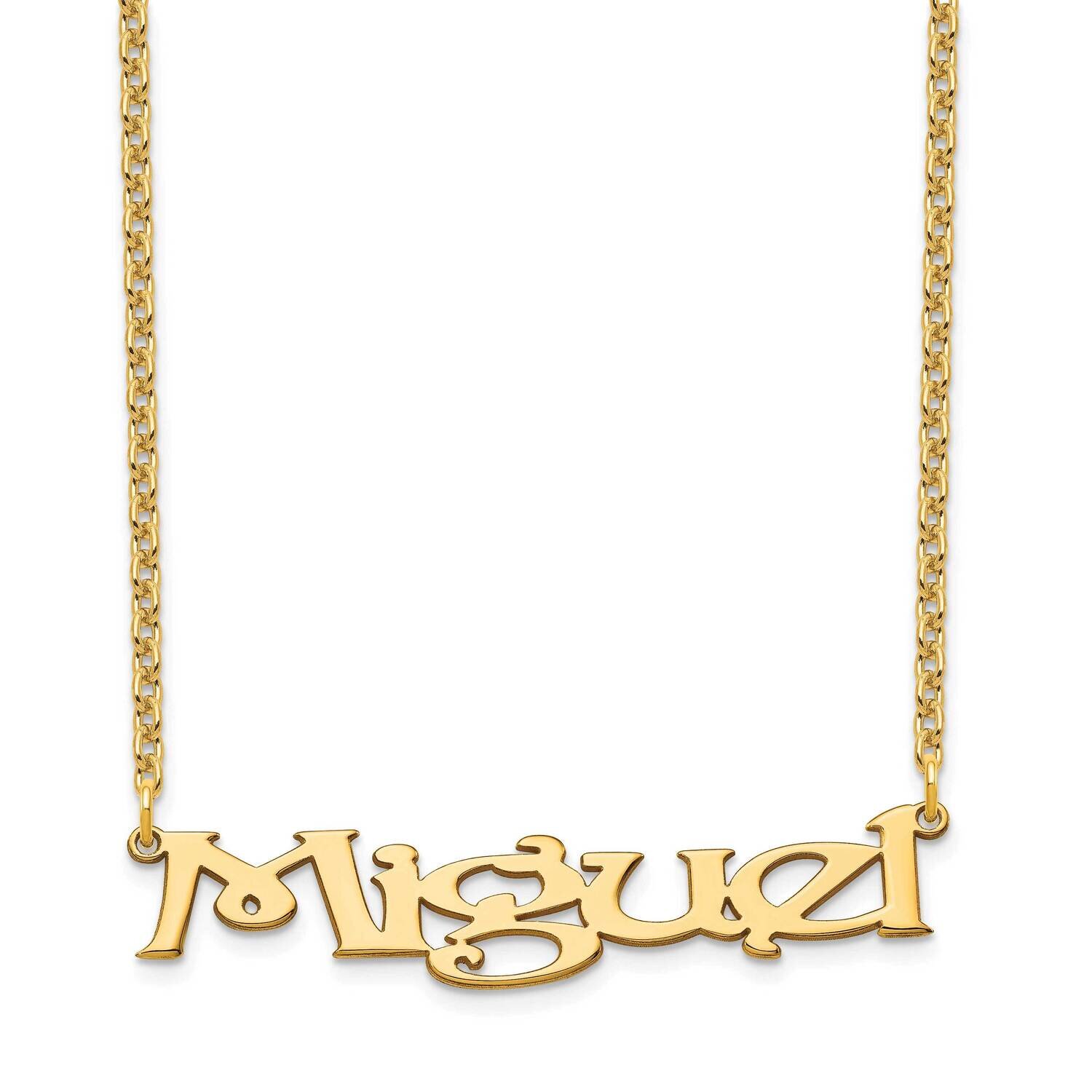 Fancy Block Nameplate Necklace Gold-plated  XNA938GP