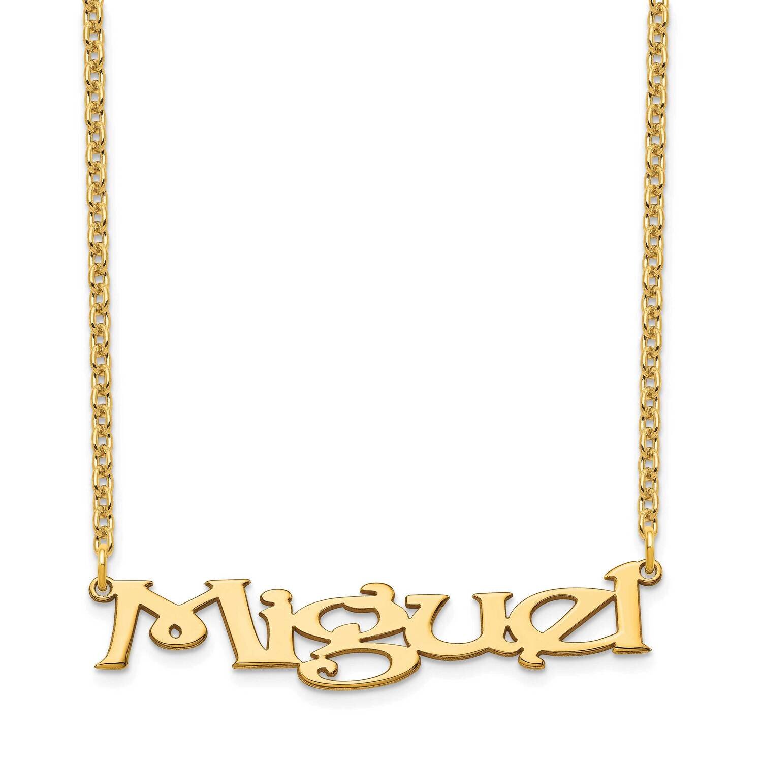 Fancy Block Nameplate Necklace 14k Gold XNA938Y, MPN: XNA938Y, 191101992728