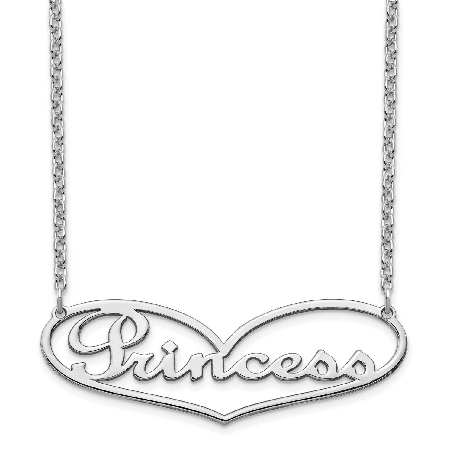 Heart Nameplate Necklace 14k White Gold XNA941W