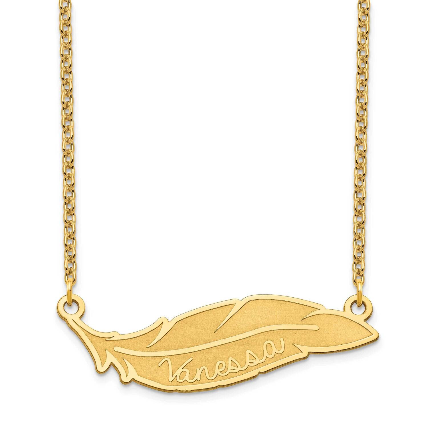 Feather Nameplate Necklace Gold-plated XNA958GP