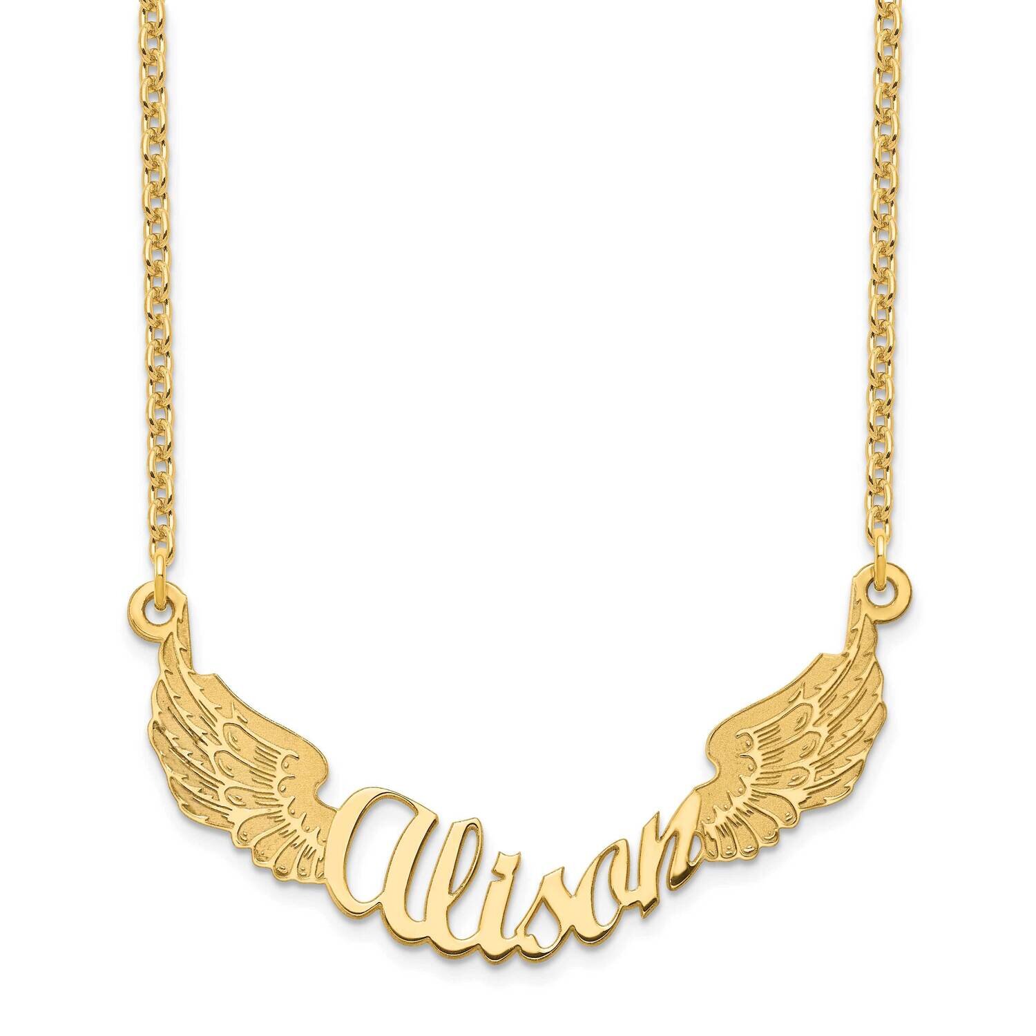 Angel Wings Nameplate Necklace 14k Gold XNA964Y