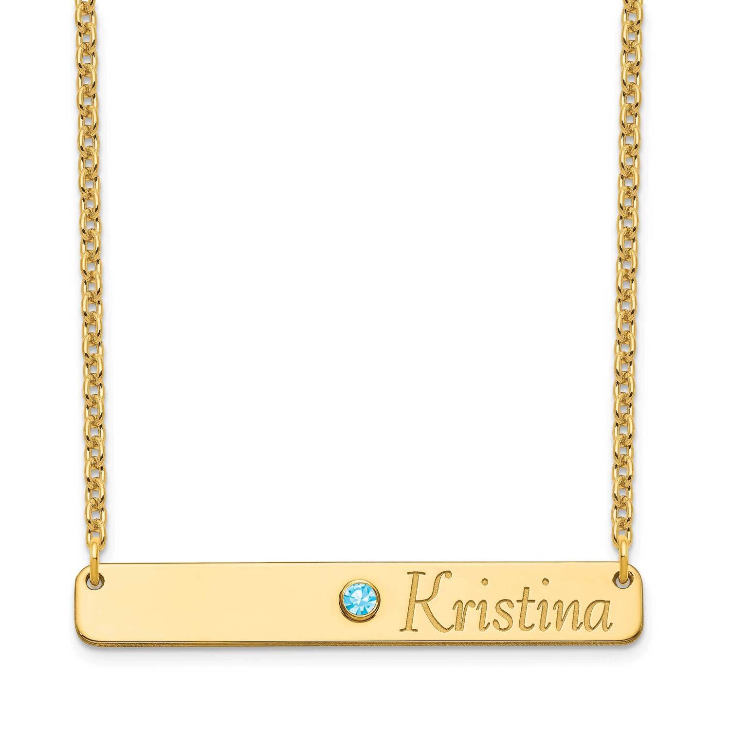 Name and Birthstone Bar Necklace 14k Gold XNA980Y