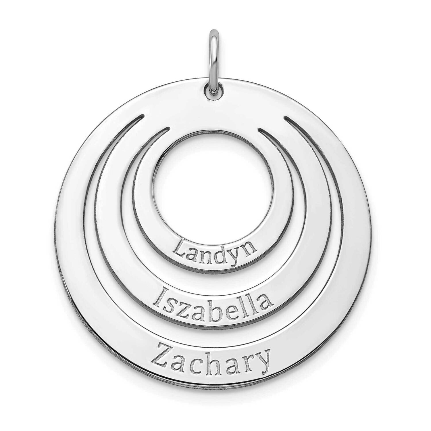 3 Name Circle in Circle Charm Sterling Silver XNA982SS