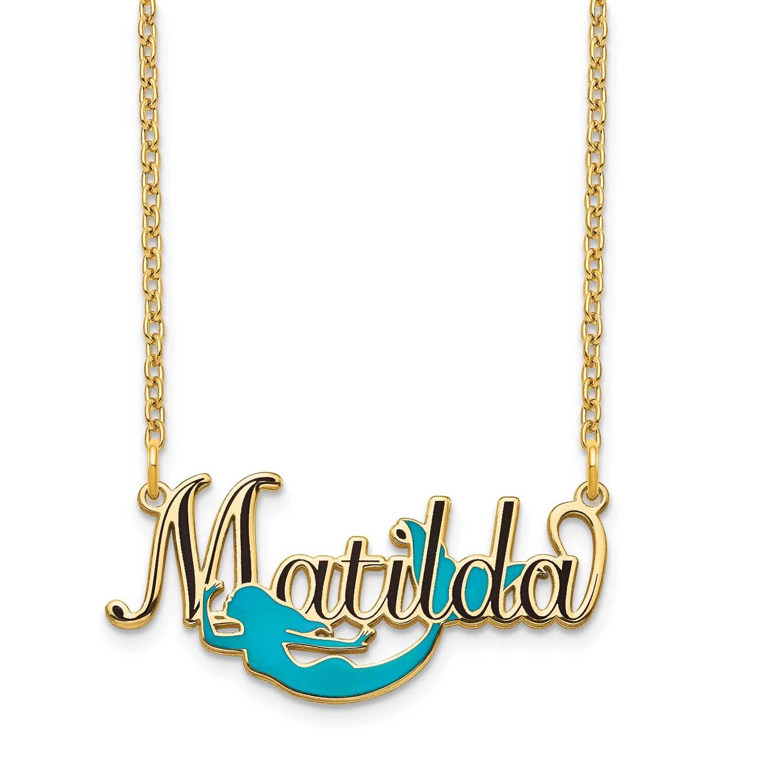 Mermaid Nameplate Necklace Gold-plated Epoxied  XNA995GP, MPN: XNA995GP,