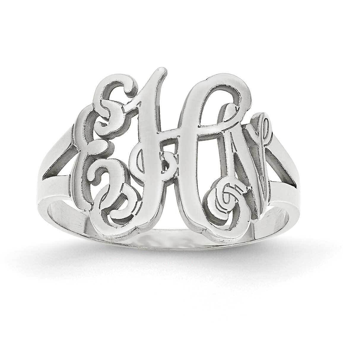 Laser Polished Monogram Ring Sterling Silver Rhodium-plated XNR72SS