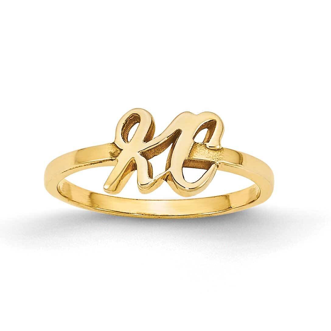 Laser Polished Initial Script or Block Font Ring Gold-plated Silver XNR75GP, MPN: XNR75GP,