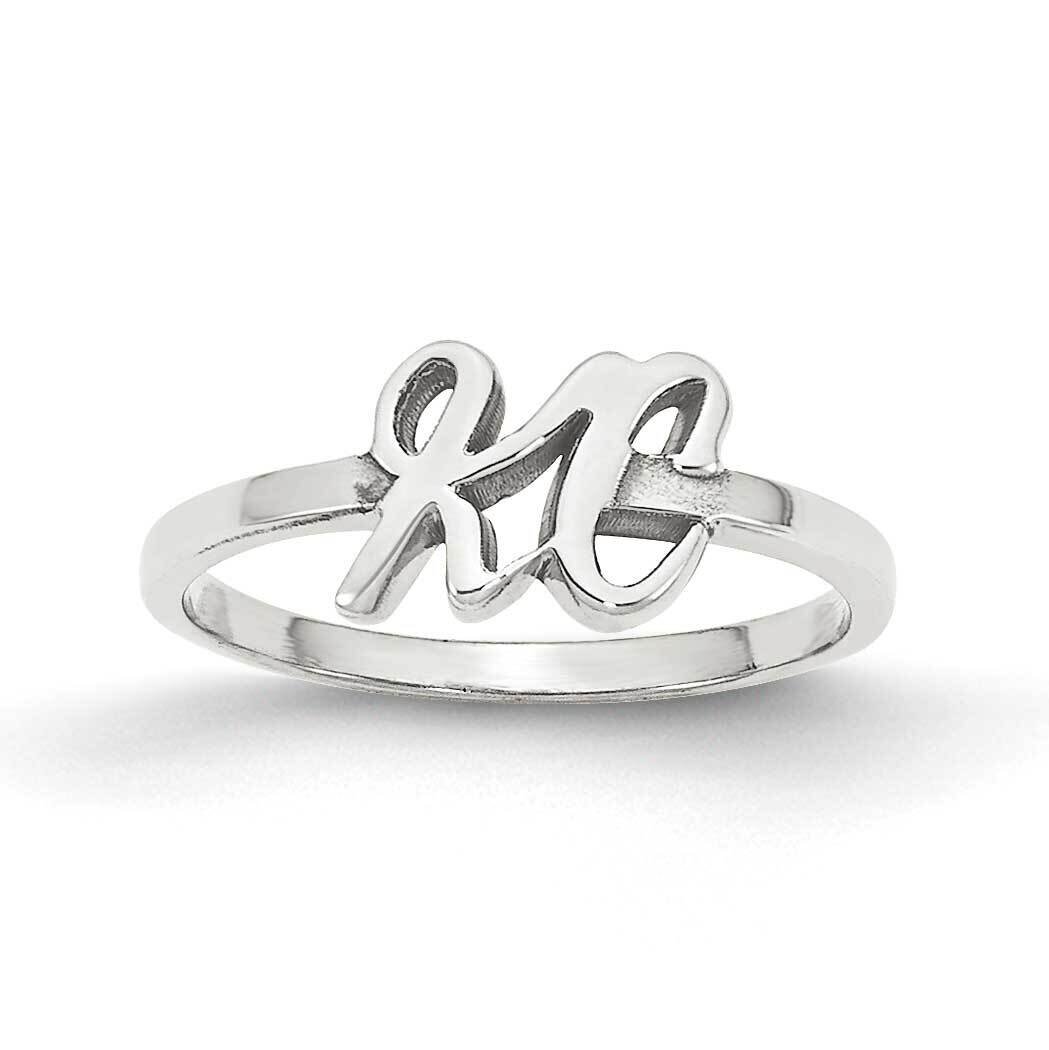 Initial Script or Block Font Ring 14k White Gold Laser Polished XNR75W, MPN: XNR75W, 196904018453