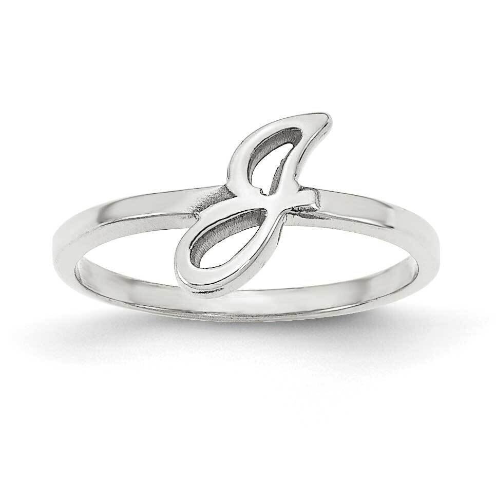 Laser Polished Initial Script or Block Font Ring Sterling Silver Rhodium-plated XNR78SS, MPN: XNR78…