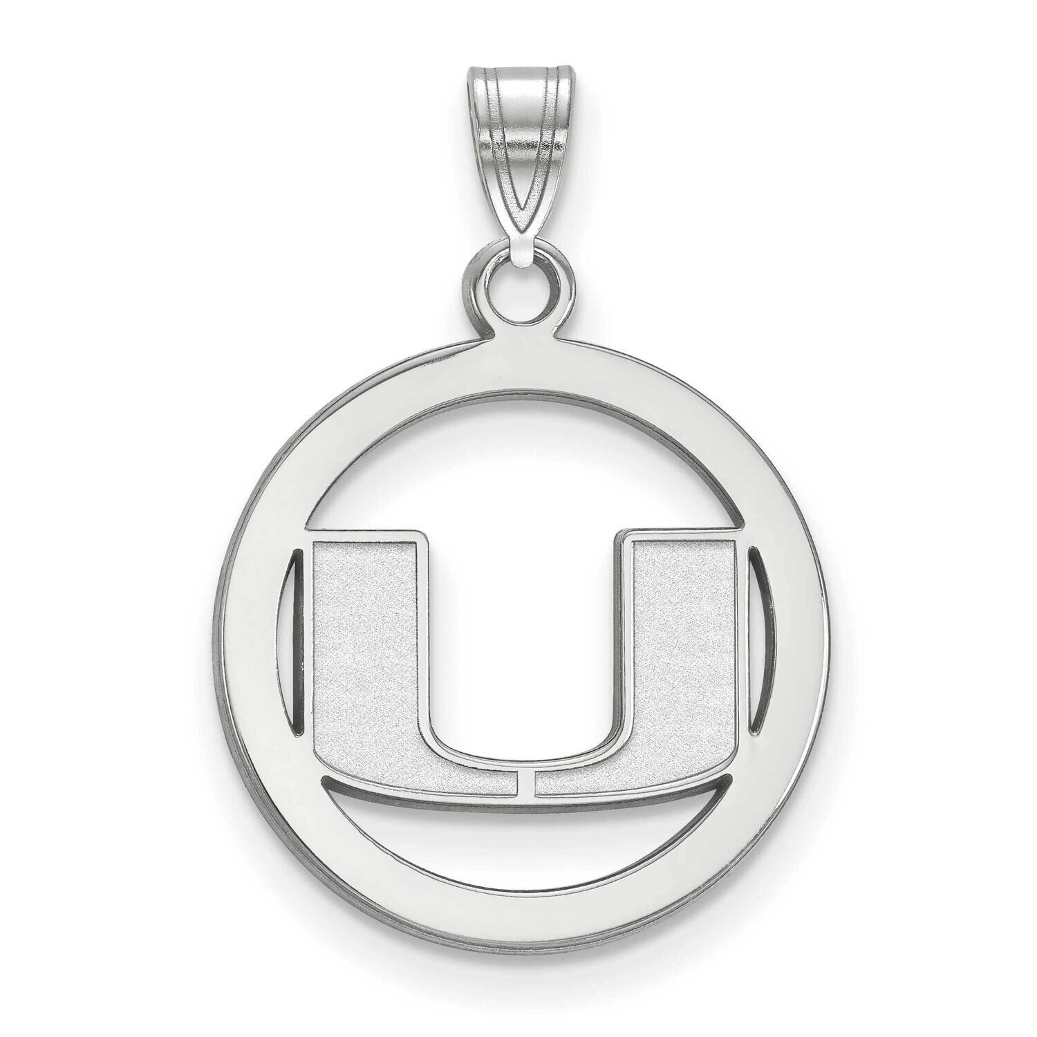 Rh-P University of Miami Medium Pendant In Circle 14k White Gold 4W033UMF, MPN: 4W033UMF, 191101779…