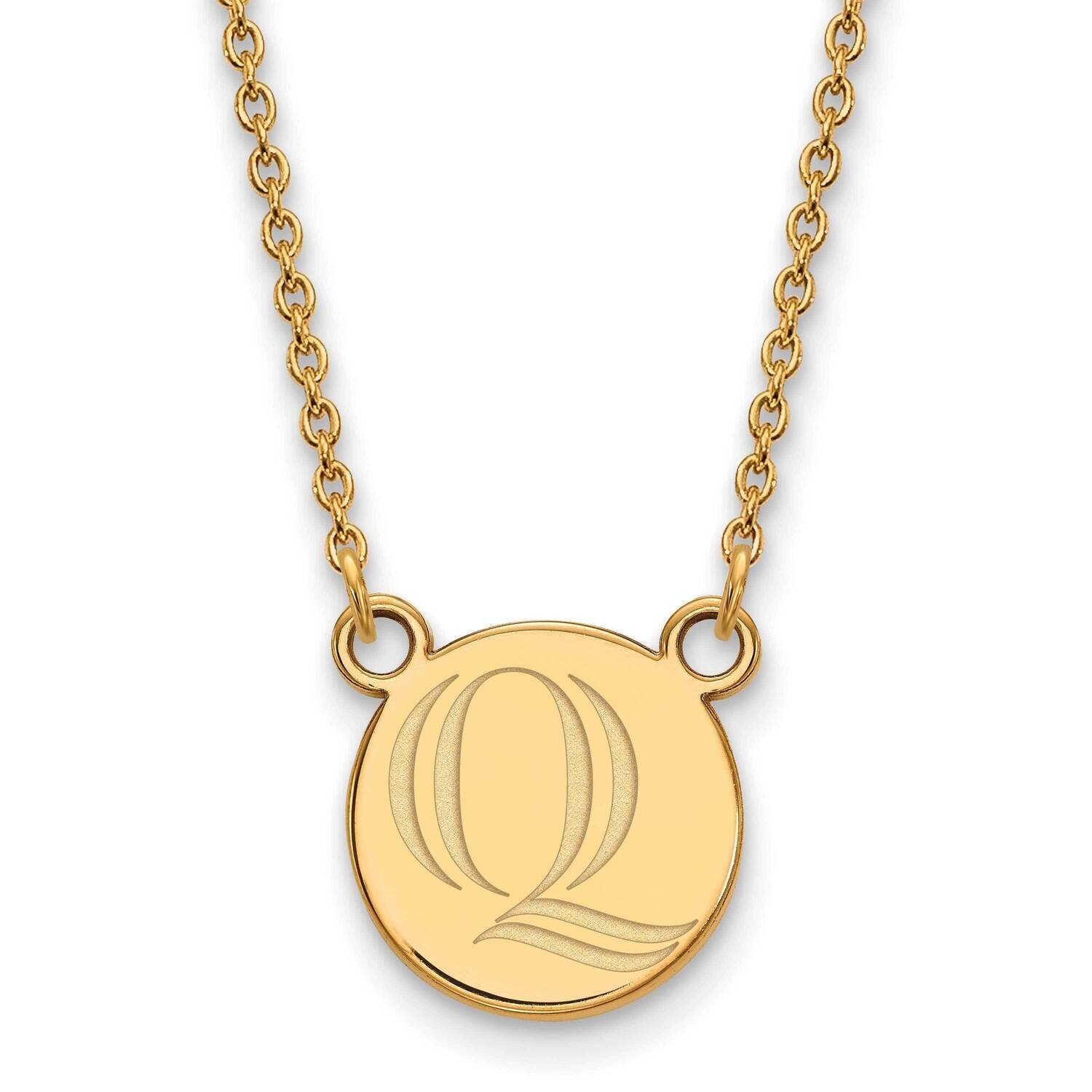 Quinnipiac University Small Pendant with Necklace Gold-plated Sterling Silver GP005QUU-18, MPN: GP0…
