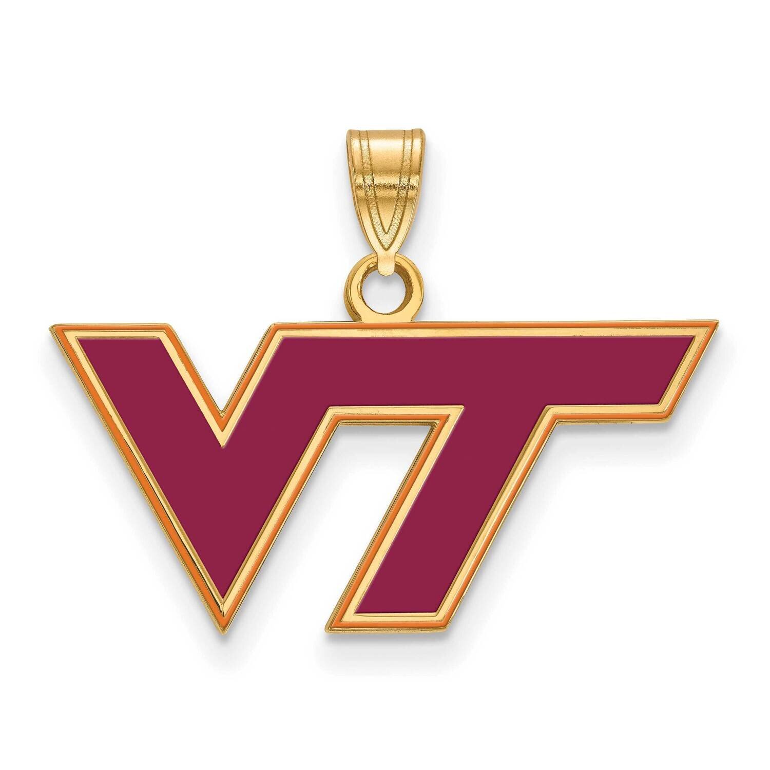 Virginia Tech Medium Enamel Pendant Gold-plated Sterling Silver GP008VTE, MPN: GP008VTE, 1911011515…