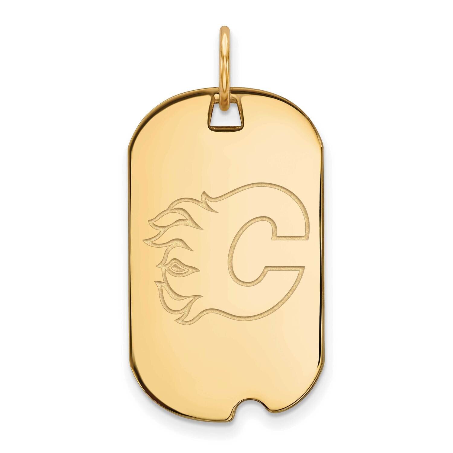 Calgary Flames Small Dog Tag Gold-plated Sterling Silver GP011FLA