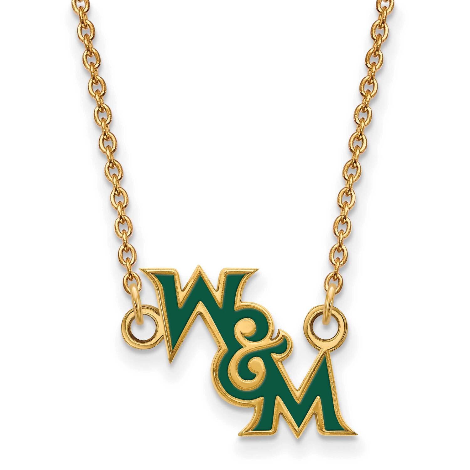 College of William &amp; Mary Small Enamel Pendant with Necklace Gold-plated Sterling Silver GP019WMA-1…