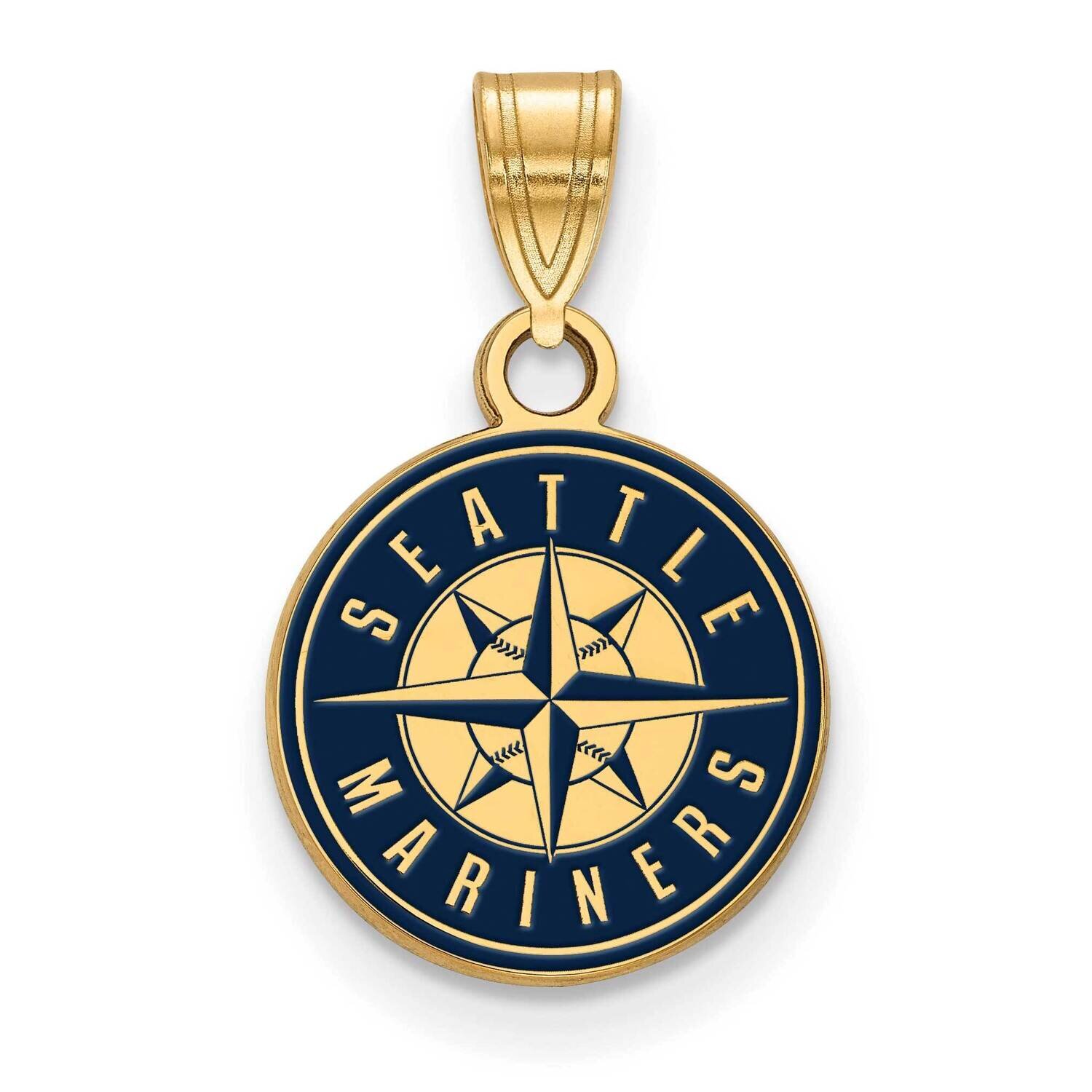 MLB Seattle Mariners Small Enamel Pendant Gold-plated Sterling Silver GP020MRN, MPN: GP020MRN, 1911…