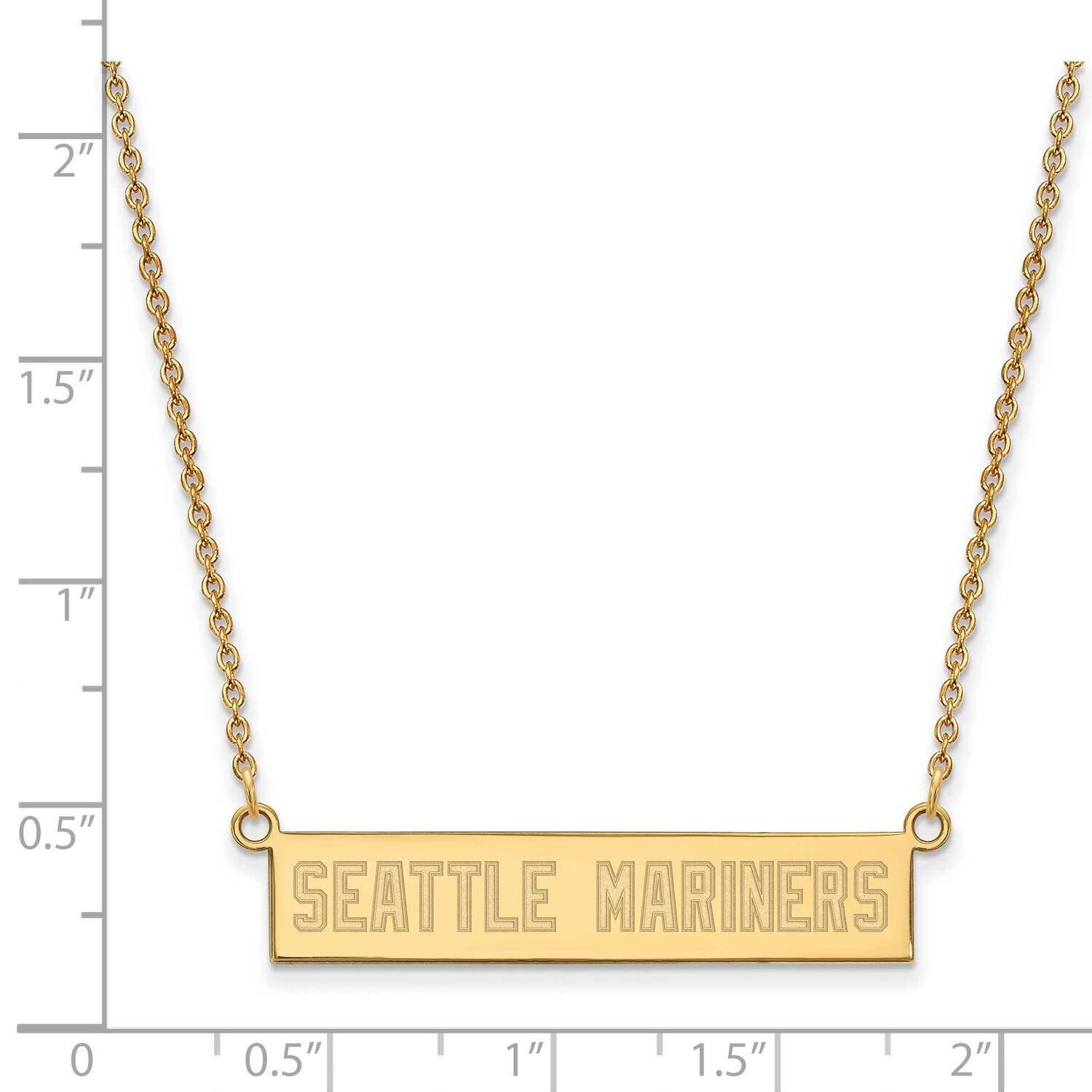 MLB Seattle Mariners Small Bar Necklace Gold-plated Sterling Silver GP021MRN-18