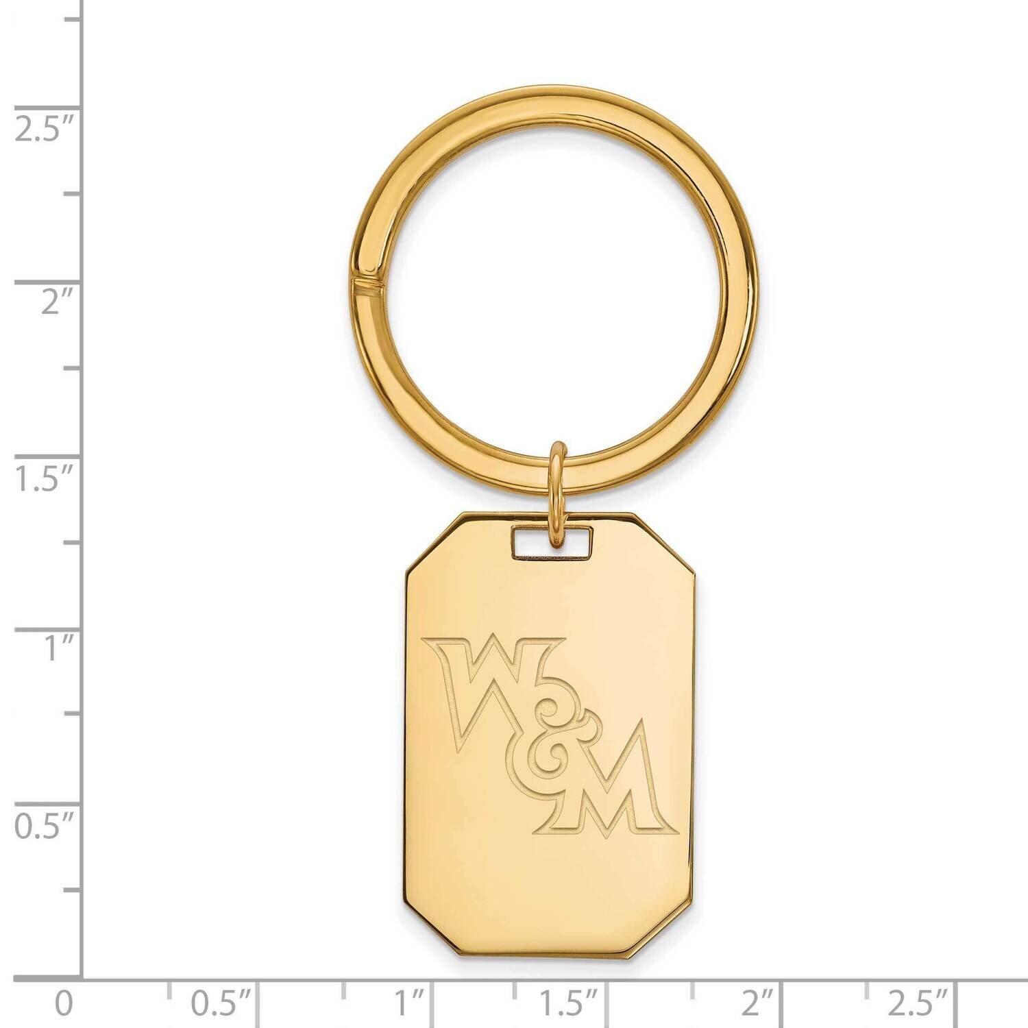 College of William & Mary Key Chain Gold-plated Sterling Silver GP023WMA