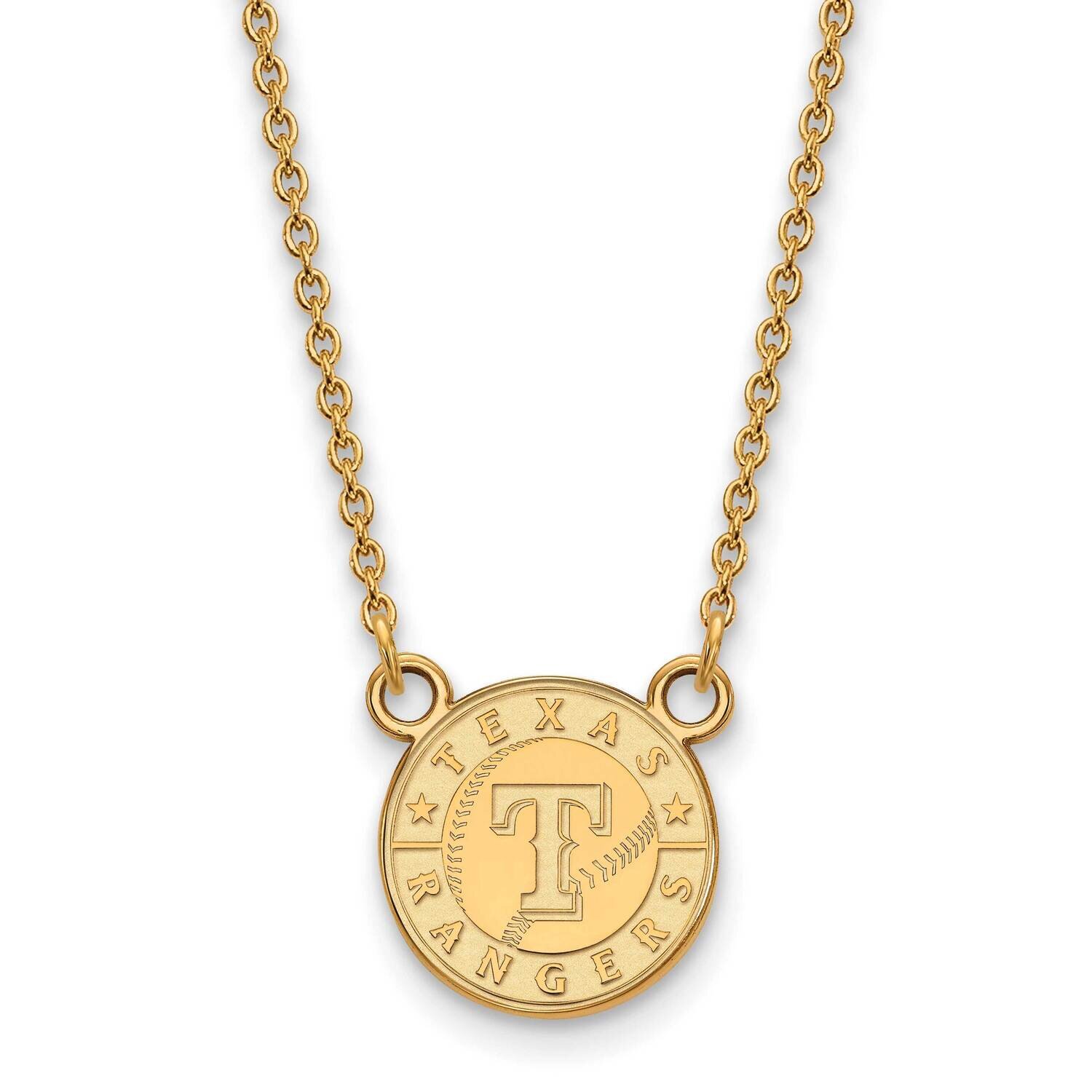 MLB Texas Rangers Small Pendant with Necklace Gold-plated Sterling Silver GP024RAN-18, MPN: GP024RA…