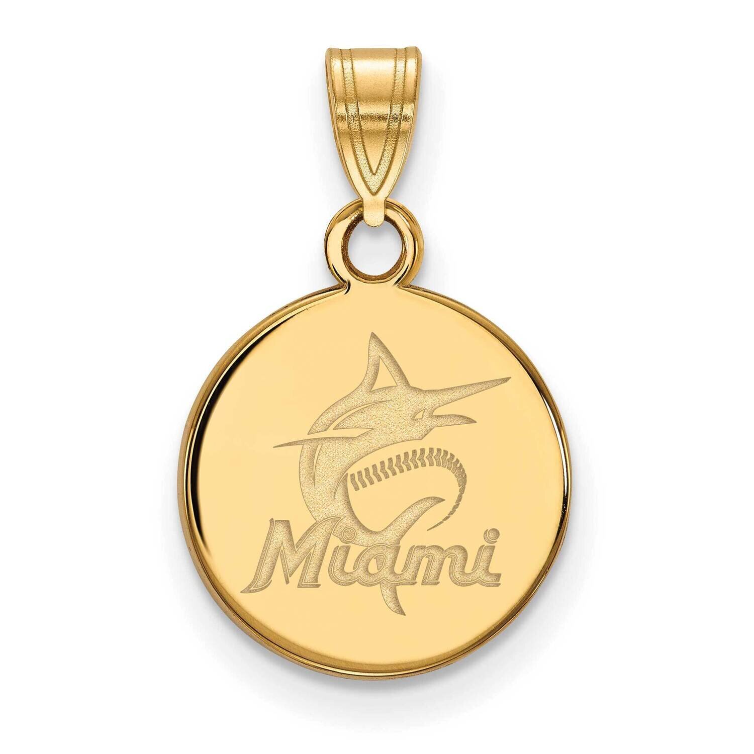 MLB Miami Marlins Small Disc Pendant Gold-plated Sterling Silver GP026MIN
