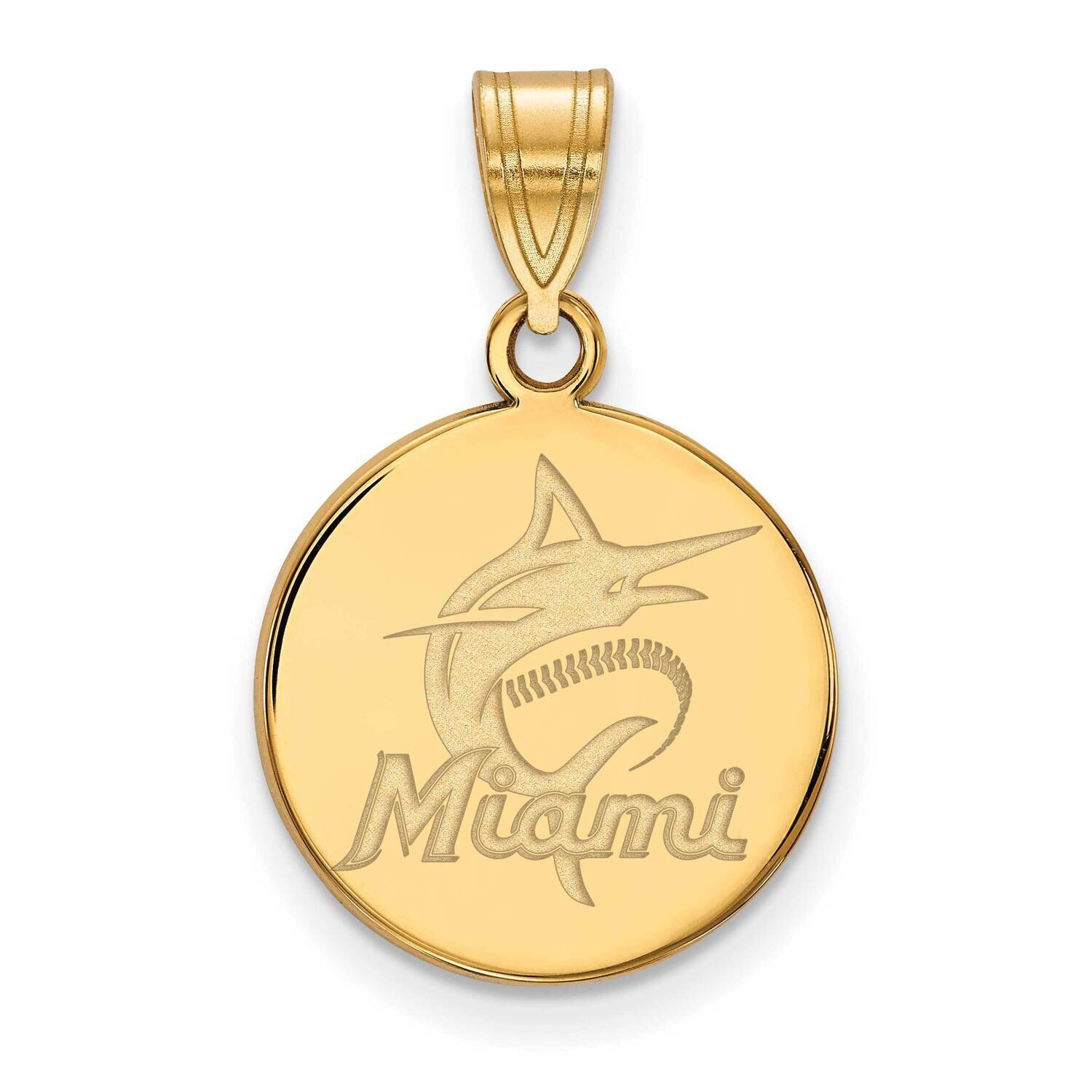 MLB Miami Marlins Medium Disc Pendant Gold-plated Sterling Silver GP028MIN