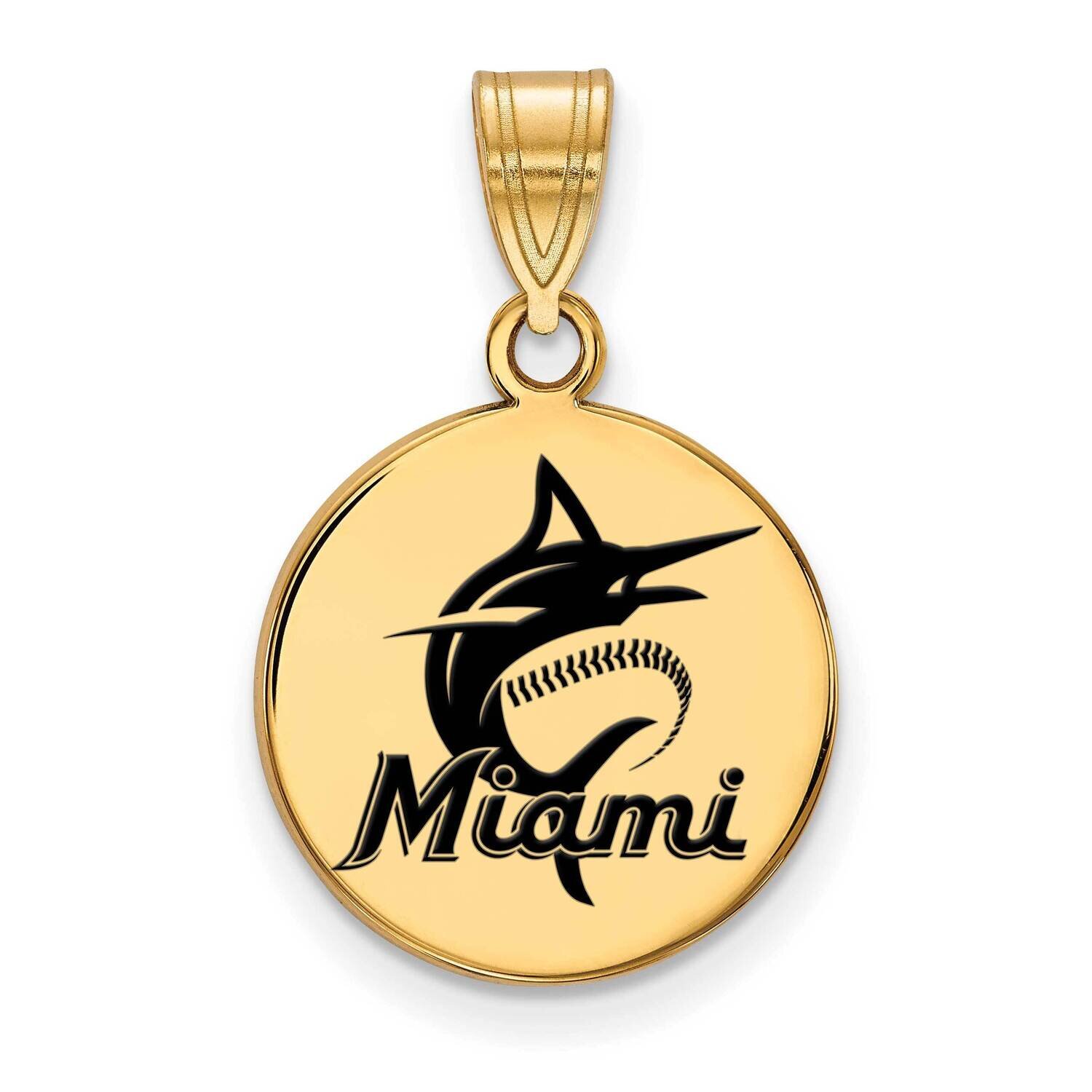 MLB Miami Marlins Medium Enamel Disc Pendant Gold-plated Sterling Silver GP029MIN, MPN: GP029MIN, 1…