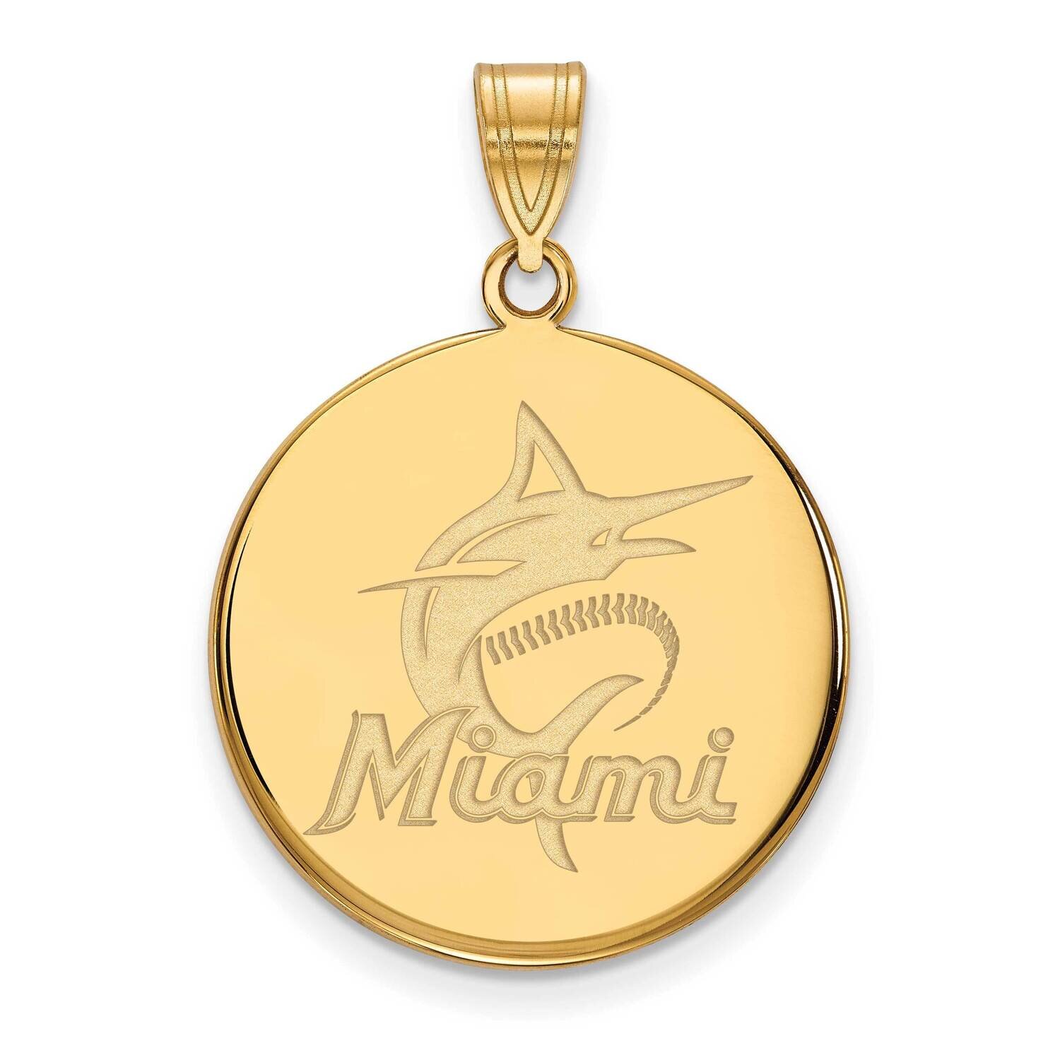 MLB Miami Marlins Large Disc Pendant Gold-plated Sterling Silver GP030MIN