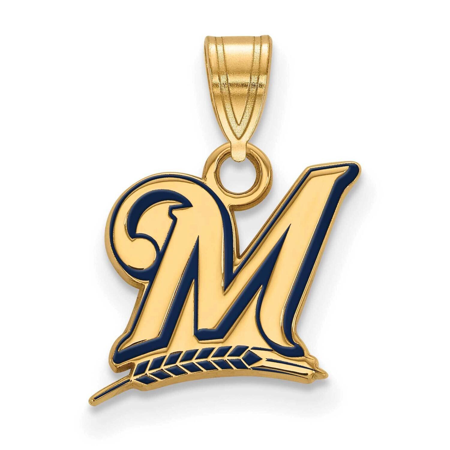MLB Milwaukee Brewers Small Enamel Pendant Gold-plated Sterling Silver GP031BRE