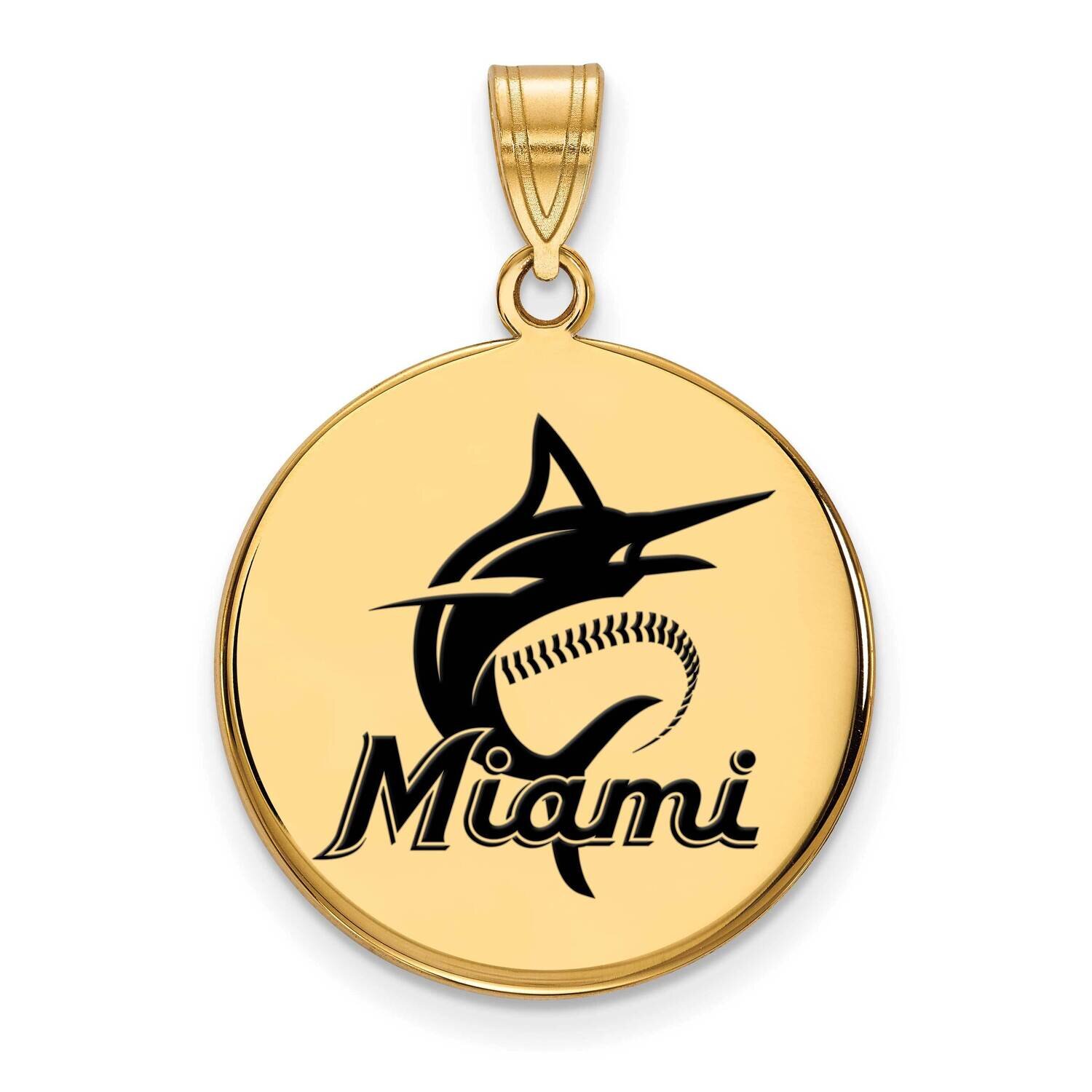 MLB Miami Marlins Large Enamel Disc Pendant Gold-plated Sterling Silver GP031MIN, MPN: GP031MIN, 88…