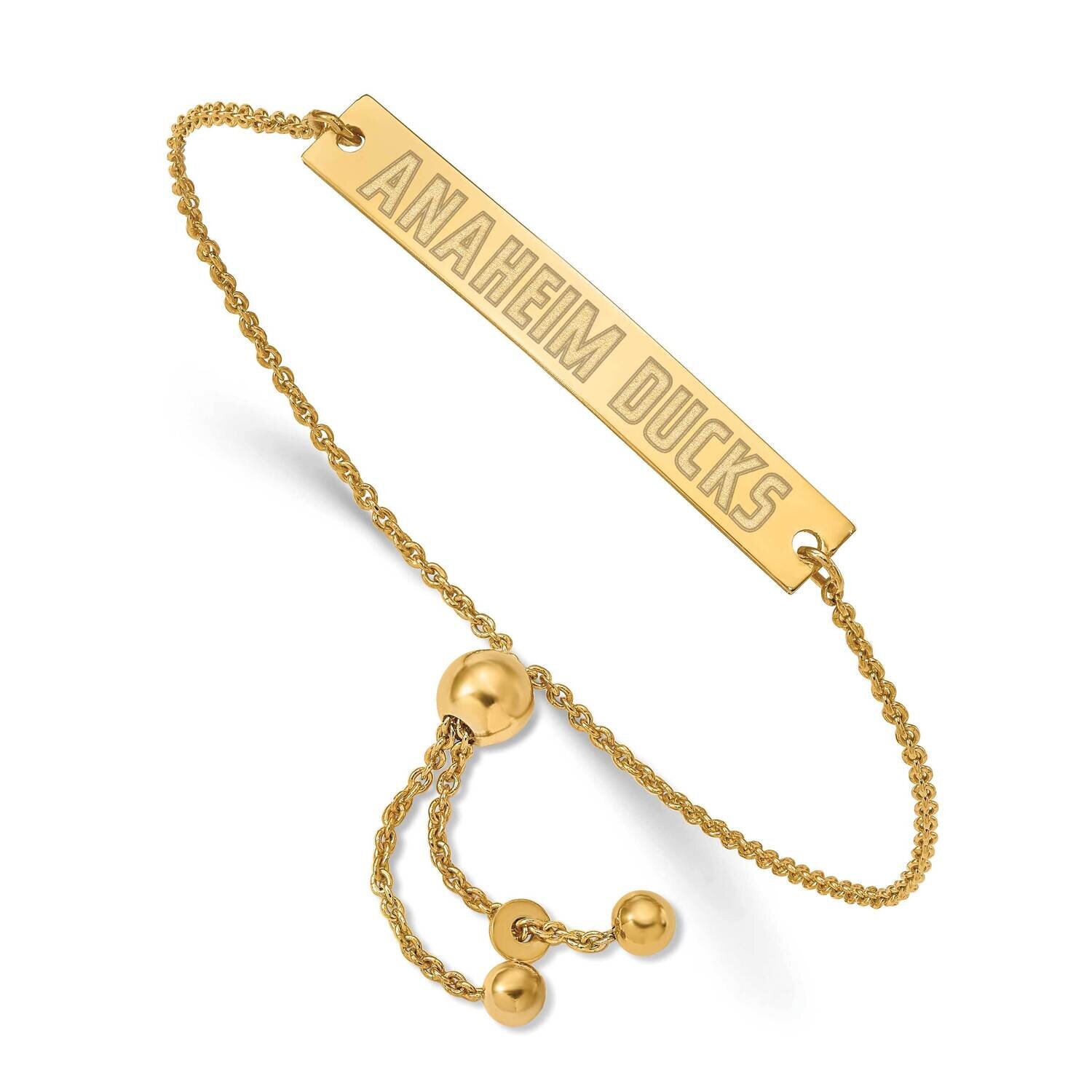 Anaheim Ducks Small Bar Adjustable Bracelet Gold-plated Sterling Silver GP033MDU-9, MPN: GP033MDU-9…