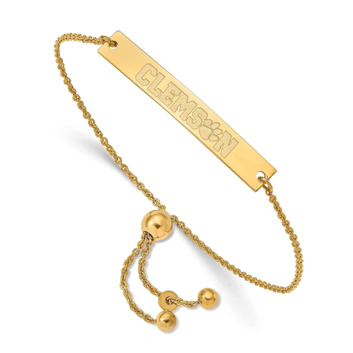 Clemson University Small Bar Adjustable Bracelet Gold-plated Sterling Silver GP050CU-9