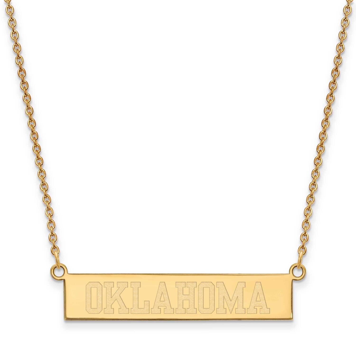 The University of Oklahoma Small Bar Necklace Gold-plated Sterling Silver GP061UOK-18, MPN: GP061UO…