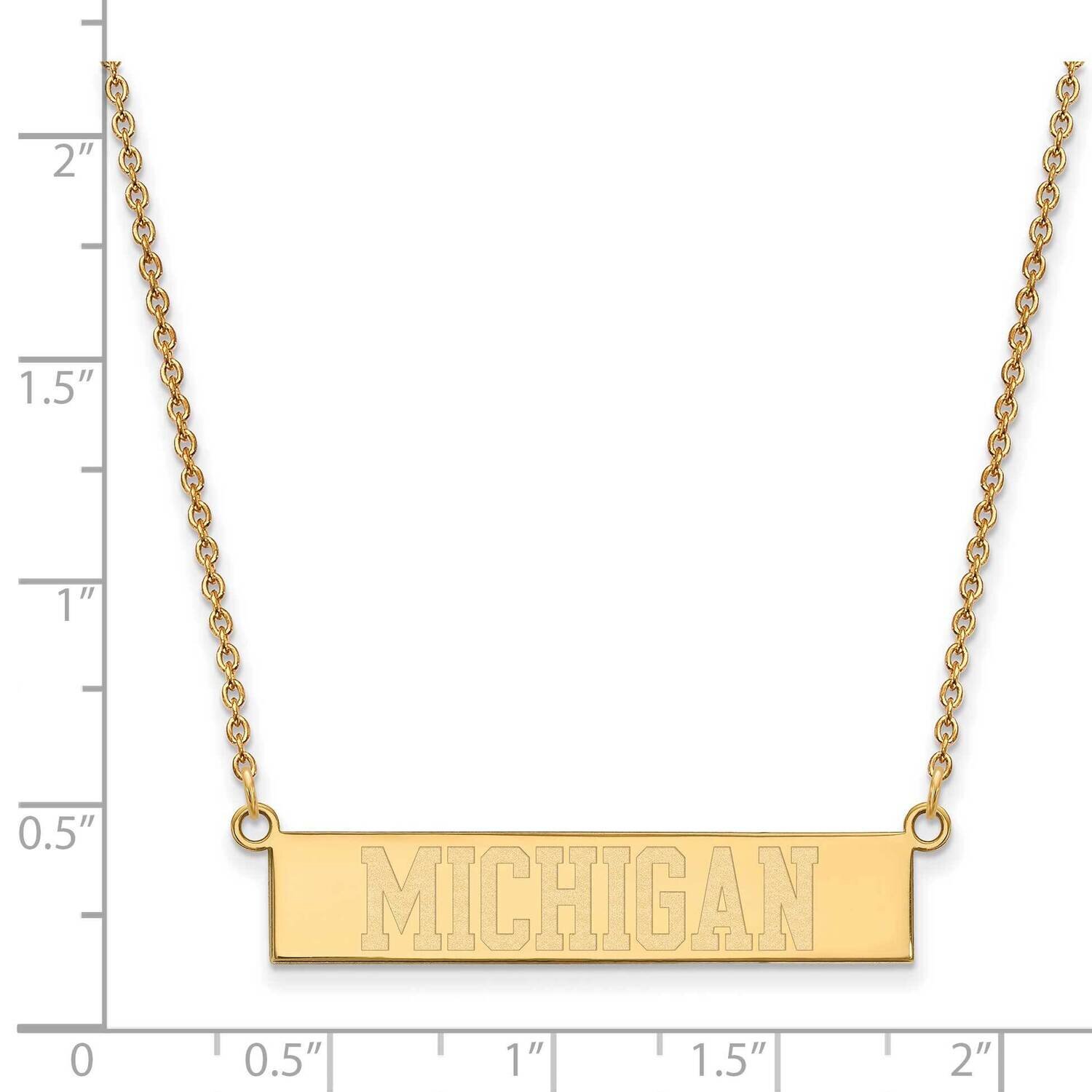 The University of Michigan Small Bar Necklace Gold-plated Sterling Silver GP063UM-18, MPN: GP063UM-…