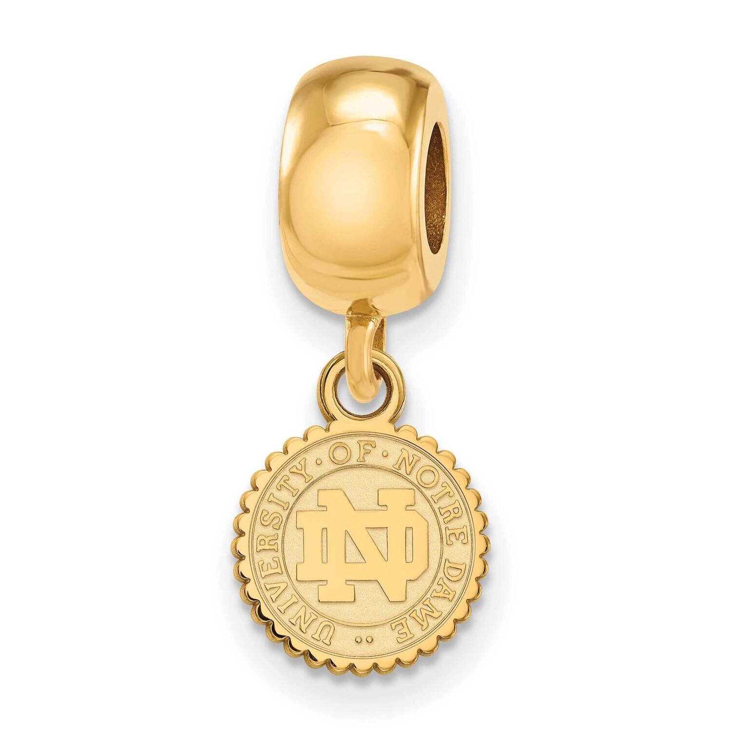 University of Notre Dame Bead Charm Extra-Small Dangle Gold-plated Sterling Silver GP073UND
