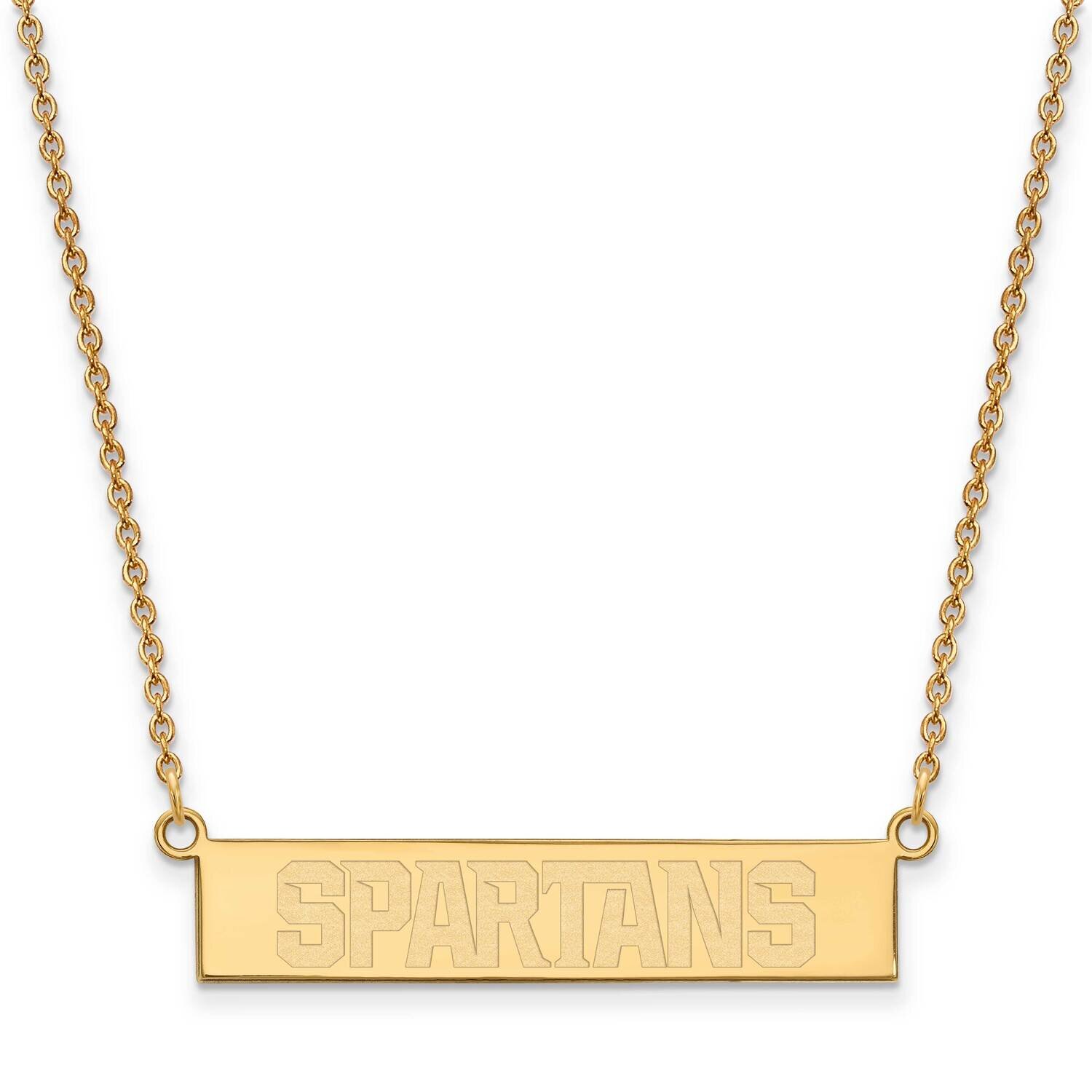Michigan State University Small Bar Necklace Gold-plated Sterling Silver GP079MIS-18, MPN: GP079MIS…