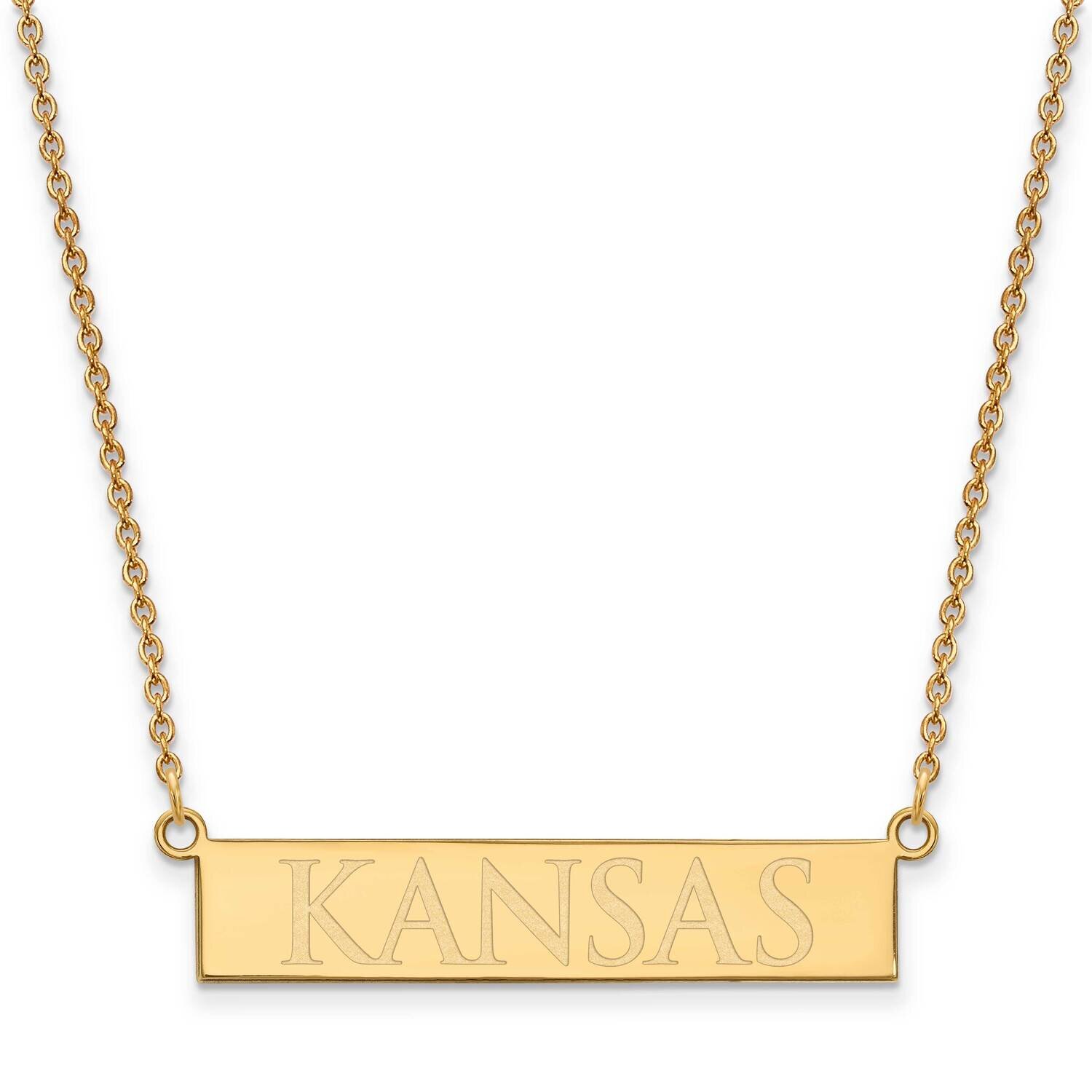 The University of Kansas Small Bar Necklace Gold-plated Sterling Silver GP079UKS-18, MPN: GP079UKS-…