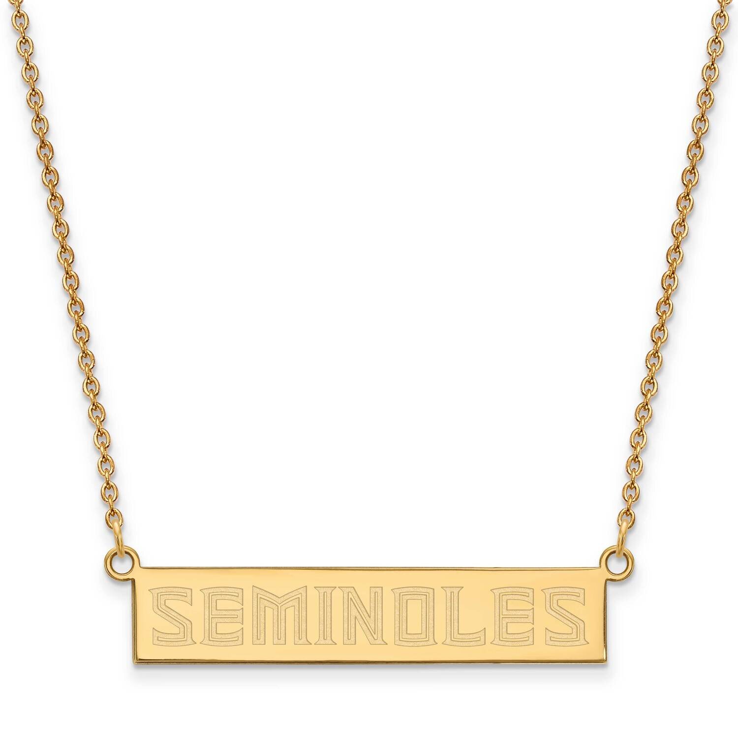 Florida State University Small Bar Necklace Gold-plated Sterling Silver GP094FSU-18, MPN: GP094FSU-…