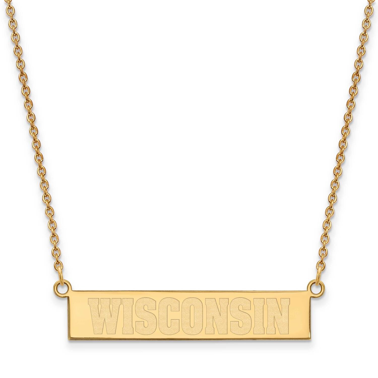 University of Wisconsin Small Bar Necklace Gold-plated Sterling Silver GP099UWI-18, MPN: GP099UWI-1…