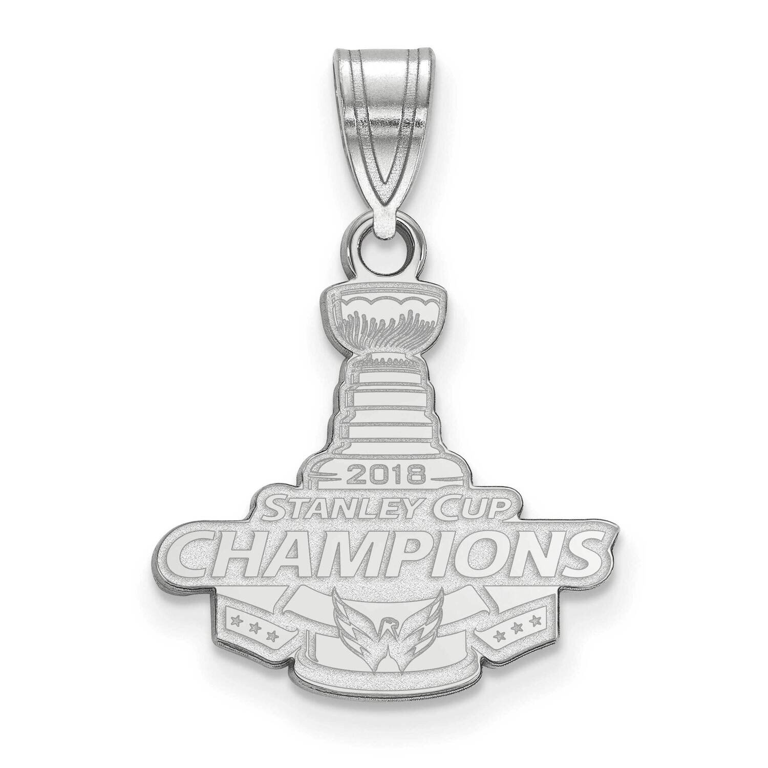 2018 Stanley Cup Champions Washington Capitals Medium Pendant Sterling Silver Rhodium-plated SS001C…