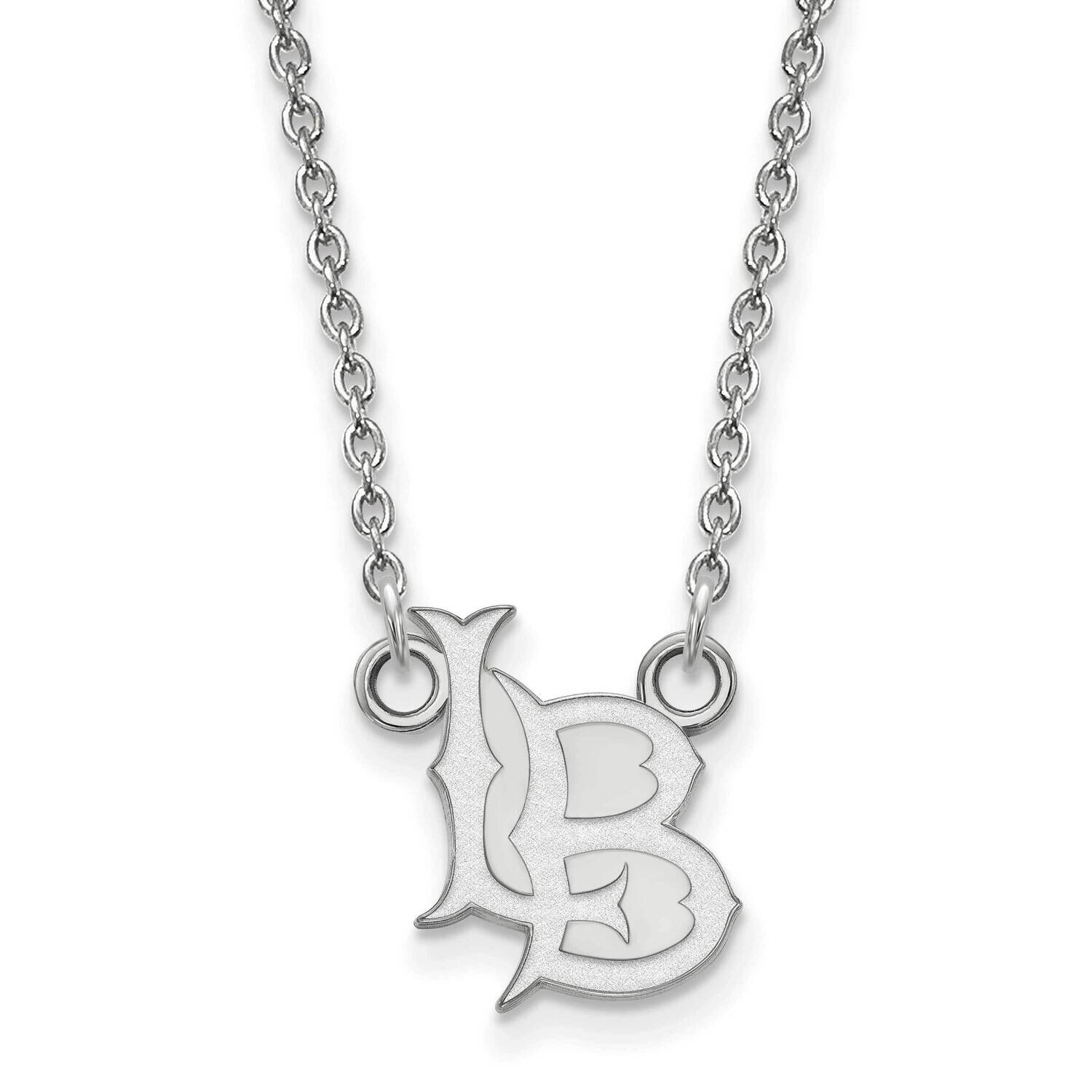 California State University Long Beach Small Pendant with Neck Sterling Silver Rhodium-plated SS004CLB-18