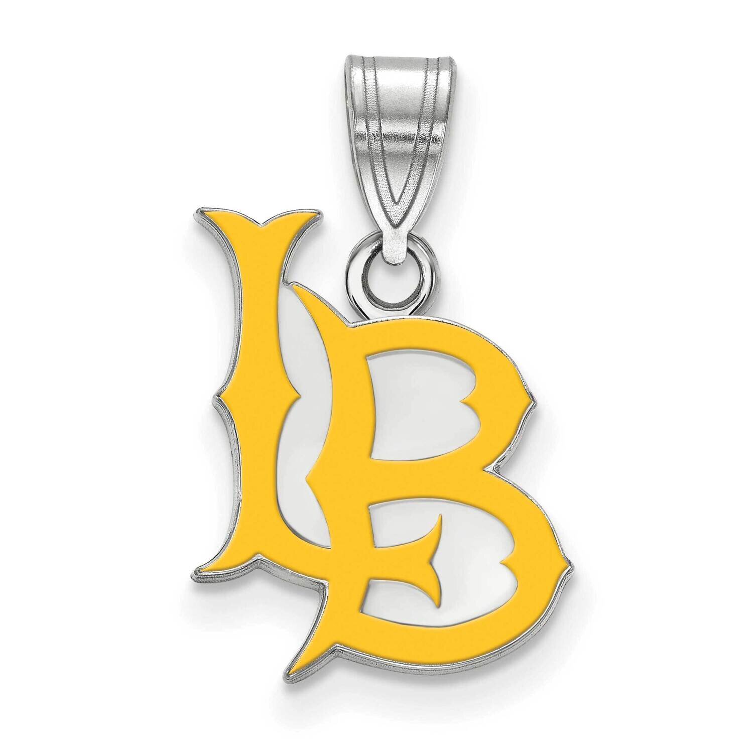 California State University Long Beach Medium Enamel Pendant Sterling Silver Rhodium-plated SS005CLB