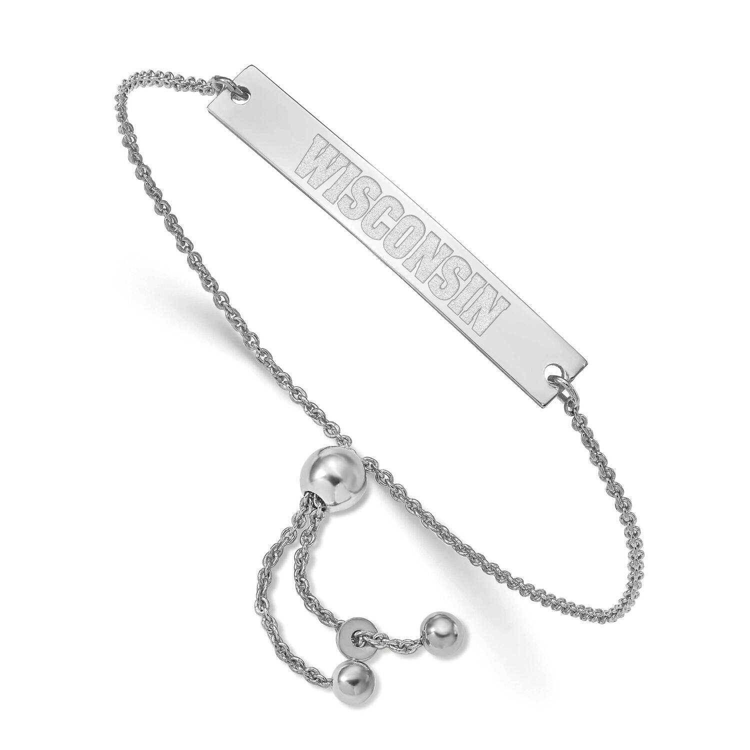 University of Wisconsin Small Bar Adjustable Bracelet Sterling Silver SS0100UWI-9, MPN: SS0100UWI-9…